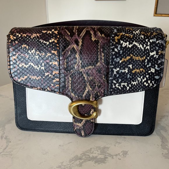 SOLD Coach 1941 Large Tabby Exotic Snakeskin Shoulder Bag w Leather Crossbody - Picture 3 of 16